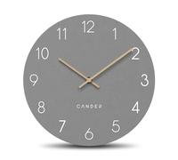 Cander Berlin MNU 2625 C Reloj de pared silencioso 25 cm sin tictac analógico Salón Cocina Moderno Vintage Gris Manecillas Madera