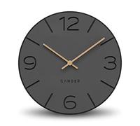 Cander Berlin MNU 2630 Y Reloj de Pared silencioso sin tictac, 30 cm, analógico, salón, Moderno, Vintage, Gris y Negro, manecillas de Madera