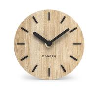 Cander Berlin MNU 2712 A - Reloj de mesa (12 cm, funciona con pilas, chapa de madera de roble, sin ruido de tictac, estilo vintage, analógico, moderno