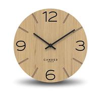 Cander Berlin MNU 2730 I Reloj de pared de madera silencioso, 30 cm, moderno chapa de roble, vintage, sin tictac, salón, oficina, cocina, analógico
