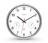 Cander Berlin MNU 3330 - Reloj de pared inalámbrico (aluminio, con indicador de temperatura y humedad, 30,5 cm), color blanco
