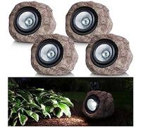 Candieslife Luces solares de jardín para exteriores, foco solar LED IP65, impermeable, luces solares de paisaje, luz decorativa de piedra de jardín para camino, pasarela, patio, patio (paquete de 4)