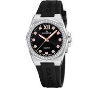 Candino Reloj Mujer C4772/3 Lady Casual Caja de Acero Inoxidable 316l Plateado Correa de Caucho Negro