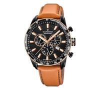 Candino Swiss Reloj Hombre Analógico de Cuero Marrón - Cuarzo - Cronógrafo - Calendario - Cristal Zafiro de Alta Resistencia - Resistente al Agua 10 ATM Elegante C4759/1 Gents Chrono Timeless