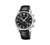 Candino Swiss Reloj Hombre Analógico de Cuero Negro - Cuarzo - Cronógrafo - Calendario - Cristal Zafiro de Alta Resistencia - Resistente al Agua 10 ATM Elegante C4745/6 Gents Chrono Timeless