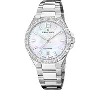 Candino Swiss Reloj Mujer Analógico de Acero Inoxidable 316l Plateado - Movimiento de Cuarzo - Cristal de Zafiro de Alta Resistencia - Resistente al Agua 5 ATM - Calendario C4760/A - Lady Casual