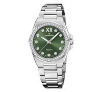 Candino Swiss Reloj Mujer Analógico de Acero Inoxidable 316l Plateado | Movimiento de Cuarzo, Cristal de Zafiro de Alta Resistencia, Resistente al Agua 5 ATM C4751/5, Lady Elegance, Esfera Verde