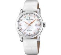 Candino Swiss Reloj Mujer Analógico de Cuero Blanco | Movimiento de Cuarzo, Cristal Zafiro Resistente, Resistente al Agua 5 ATM y Calendario C4736/1, Couple Classic