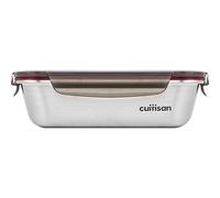 CANDL Cuitisan (Flora) recipiente hermético de acero inoxidable con tapa de clip, apto para microondas + horno, rectangular, recipiente para alimentos, EC7-SS07, (22,0cm x 15,7cm x 6,5cm / 1100ml)