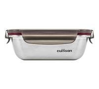 CANDL Cuitisan (Flora) Recipiente hermético de Acero Inoxidable con Tapa de Clip, Apto para microondas + Horno, Rectangular, Recipiente para Alimentos, EC7-SS03, (14,8cm x 10,8cm x 5,3cm / 300ml)