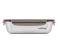 CANDL Cuitisan (Flora) Recipiente hermético de Acero Inoxidable con Tapa de Clip, Apto para microondas + Horno, Rectangular, Recipiente para Alimentos, EC7-SS09, (25,9cm x 19,5cm x 7,1cm / 1900ml)