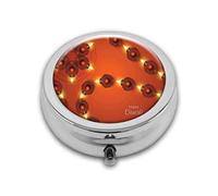 Candle and Light Red and Orange Round Box,Compact compartment Medicine Case for Pocket,Purse,Portable Medicine Tablet Vitamin Holder Travel