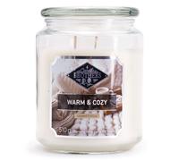 Candle Brothers - Vela aromática grande en tarro de cristal, cálida y cozy, 2 mechas en vaso, vela perfumada de invierno, larga duración (110 h), velas blancas (510 g)