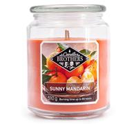 Candle Brothers - Vela aromática grande en tarro de cristal, diseño de mandarina, con 2 mechas, aroma de mandarina, larga duración (110 h), velas rojas (510 g)