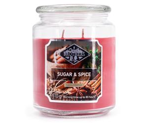 Candle Brothers Vela perfumada grande en tarro de cristal, azúcar y especias, 2 mechas, vela perfumada en cristal, vela perfumada de invierno, larga combustión (110 h), velas rojas (510 g)