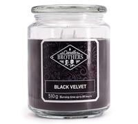 Candle Brothers Vela perfumada grande en tarro de cristal, Black Velvet, 2 mechas, vela perfumada de sándalo, larga duración (110 h), velas negras (510 g)