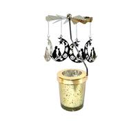 Candle Holder - 17cm Stainless Steel Rotating Tea Lamp | Rotary Candle Holder, Romantic Scented Lantern | Wedding Valentine Decoration, Elegant Home Table Centerpiece