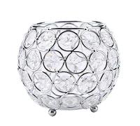 Candle Holder, Crystal Tealight Candle Holders Bling Bowl Candelabras Table Centerpieces for Dining Table Wedding Decor (Silver)