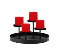 Candle Holder - Four Slot Round Advent Tray, Metal Centerpiece Apparatus, Stable Base Design, Seasonal Ceremony Component, Holiday Table Decoration, Perfect for Home Displays