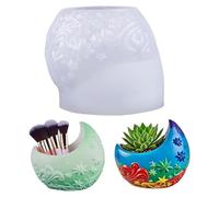 Candle Holder Mold - Reutilizable Aesthetic No Tick Mould, silicona Moon-Shaped Flower Pot Mold, Jewelry Tray Candle Holder Molds | For Concrete Epoxy Resin Ceement Plaster Beginners Professionals