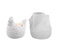 Candle Holder Mold - Silicone 3D Hen Design, Jewelry Storage Container, Resin Casting Mould, Plaster Cement Ornament Tool, Easter Farmhouse Category, Flexible White Single Pack