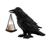 Candle Holder, Resin Raven Lamp Holder, 6.3x3.15x9.06 Inches Scary Statue Centerpiece, Decorative Tabletop Stick Holders for Kitchen, Events, Haunted House, Living Room, Bedroom Indoor Decor