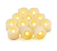 CANDLE IDEA 12 velas de té con temporizador sin llama, 6 horas encendidas y 18 horas apagadas por ciclo, funciona con pilas, velas LED parpadeantes con temporizador para decoraciones de calabaza de