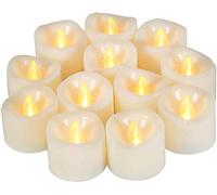 CANDLE IDEA Paquete de 12 velas de té LED de llama realista, 1.5 x 1.5 pulgadas, velas de té parpadeantes sin llama, funcionan con pilas/velas eléctricas pequeñas LED para Halloween, Navidad,