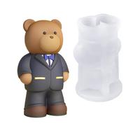 Candle Making Molds, Brida and Groom Bear Shape Silicone Mold, Handmade Decor Molder for Resin Craft, Reutilizable Candle Supplies for Scented Candles and Soap Making