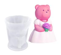 Candle Making Molds, Bride Groom Bear Shaped Silicone Mold, Reusable Flexible Craft Mold For Candles, Soap, Resin, Ideal Tool For Scented Candle Projects, Handmade And Decoration, 4.4x6.8cm