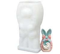 Candle Making Molds - Non Sticky Easy Release Silicone, Easter Bunny Casting Mould, Kitchen Home Plaster Resin DIY Crafts Arts Supply, White Flexible Rabbit Shape Manual Soap Jar Tool Accessory