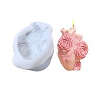 Candle Making Molds, Plaster Soap Mold, 4,06 x 2,95 pulgadas Human Heart & Flower Plaster Cemento Epoxy Resin Moulds for Art Craft, Home Room & Wedding Decor