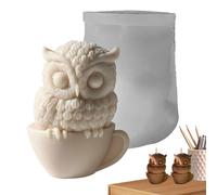 Candle Mold - 3.15x2.76x3.94in Owl Silicone Mold, 3D Animal Shape Design, Reusable Flexible Material, Detailed Craft Finish | 3D Owl Mol For DIY Candle Soap Resin Craft Making Home Decor