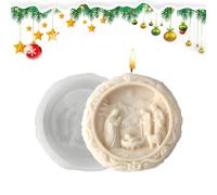Candle Mold - Jesus Family Silicone Candle Mold, 3d Round Nativity Casting Tool, 11cm Wide Size + Durable Material, Soft Silicone Sculpting Component | for Handmade Ornaments & Holiday Parties