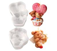 Candle Molds, 2 Pieces Cartoon Casting Mould, 3D Bear Shape Silicone Molds for DIY Candles, Perfect for Holidays, Birthdays, Weddings, Mother’s Day, Valentine’s Day, and Gift Making