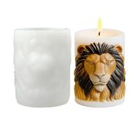 Candle Molds | Lion Shaped Flexible Pillar Craft Supplies | Epoxy Resin Molds | for Wax Plaster Home 3D lion pattern classic column design that cFavors Birthday Valentines Day Family Adults