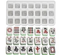Candle Moulds - Chinese Mahjong Resin Mold for Handmade Creations | Premium Silicone Form for Chocolate Bars, Ice Cubes, Clay, Wax, Candy, and Artistic Epoxy Designs, Reusable Food-Grade Tray for Kit