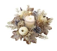 Candle Ring Wreath | Fall Decor | Fall Candle Rings Wreaths with Leaves Acción de Gracias Artificial Garland Decor Candle Ring Rugged Construction Decorative Tool for Dinner Mesa, Shelf & Window