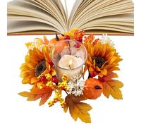 Candle Rings, Candle Wreath Rings, 2.95 Inch Center Rustic Garland For Autumn Halloween Thanksgiving Christmas Holiday Wedding Home Cabinet Table