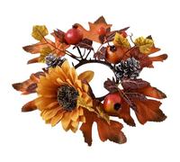 Candle Rings for Tapers - 9.84 Inch Fall Sunflower Wreath | Artificial Floral Candle Holder Ring for Table, Mantel, and Wedding Decor, Elegant Autumn Ornament for Home, Events, and Seasonal Celebrate