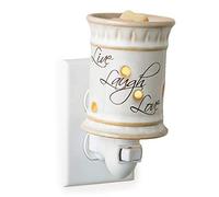 Candle Warmers ETC. Calentador de fragancia enchufable, Live, Laugh, Love, Ceramic, Beige