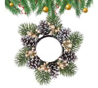 Candle Wreath - Christmas Garland Candle Holder for Seasonal Decor, Elegant Accent Piece Enhancing Dining Kitchen and Living Spaces, Holiday Ornament for Cabinet Party Setup, Classic Evergreen Design