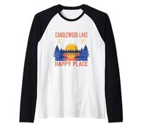 Candlewood Lake Is My Happy Place Camping Sayings Camper Camiseta Manga Raglan