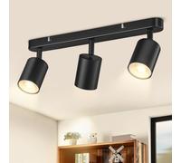 CandLuc Focos Techo, GU10 Lámpara de Techo con 3 Focos, Lámpara de Pared Interior LED Negro Orientables, Modernas Focos para el Techo para Salon, Dormitorio, Cocina, Pasillo, Sin Bombilla