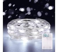 CandLuc Guirnalda Luces Pilas, 2M 20LED Luces LED Pilas con Temporizador, Cadena de Luces Impermeable para Decorar Dormitorios, Jardines, Fiestas, Navidad, Halloween, Bodas