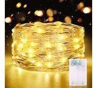 CandLuc Guirnalda Luces Pilas, 5 Metros 50 Leds Guirnaldas de Luces a Pilas con Temporizador para Decorar Dormitorios, Jardines, Fiestas, Navidad, Halloween, Bodas y Más