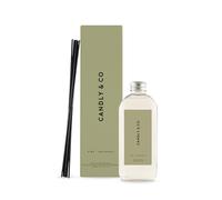 Candly&Co N.° 4 Pino - Pachulí/Varillas aromáticas de Lujo/Recarga/Botella de Vidrio Transparente/8 varillas/200 ml/Pino, pachulí, sándalo, Cedro, Musgo de Roble, Vainilla cremosa, Abeto balsámico/UE