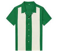 Candow Look Camisa Hombre Two Tone Contast Color Casual Shirts(L,Sea Green+Ivory)