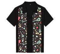 Candow Look Contrast Printed Casual Shirts(Black+Horn,L)