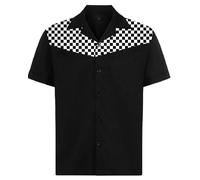 Candow Look Contrast Printed Casual Shirts(Black+Mosaic,M)